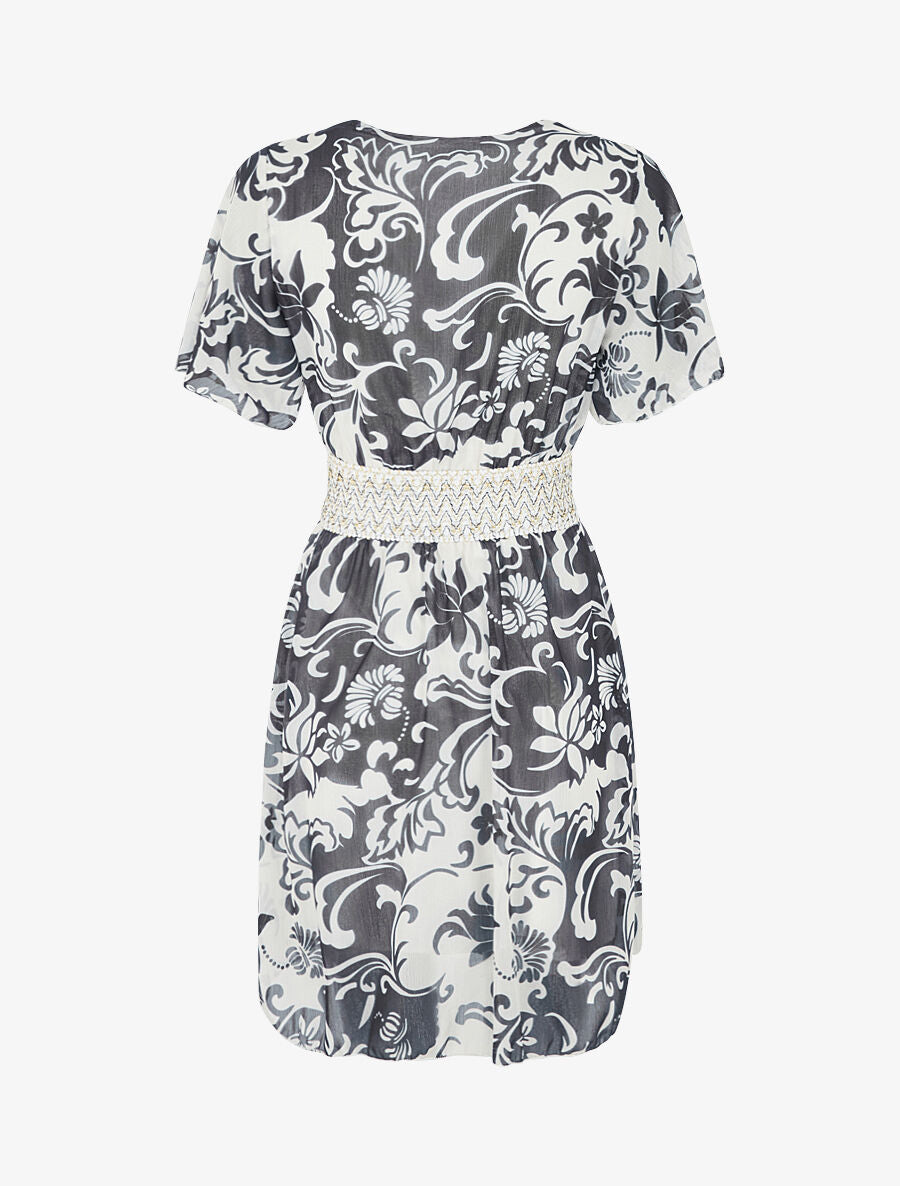 Robe mi-longue à détail irisé et bande large - Noir - 2