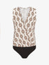 Body imprimé nœuds à col V - Beige - 1
