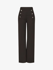 Pantalon uni à boutons décoratifs - Noir - 1
