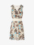 Robe mi-longue sans manches imprimé roses - Beige - 1