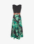Robe longue évasée bi-matière imprimé tropical - Noir/vert - 1