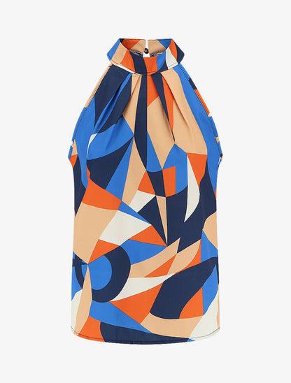 Top sans manches imprimé graphique - Marine - 1