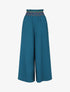 Pantalon ample taille haute uni - Bleu canard - 1