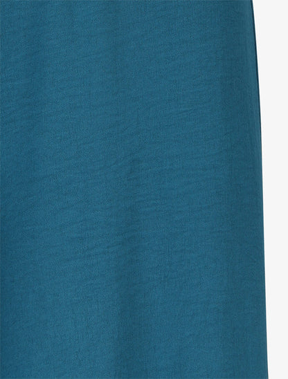 Pantalon ample taille haute uni - Bleu canard - 3