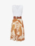 Robe élastiquée à jupe imprimé feuilles - Camel - 4