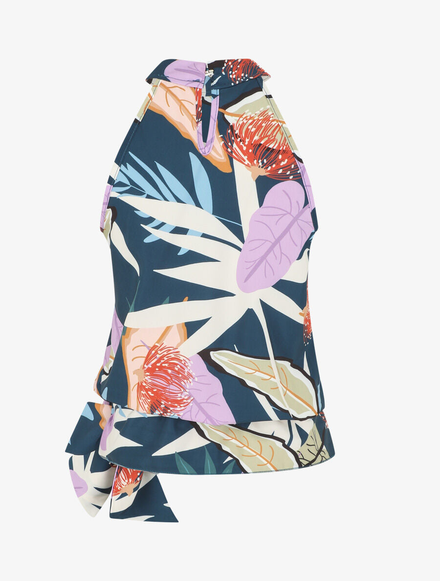Top sans manches imprimé floral - Bleu canard - 2