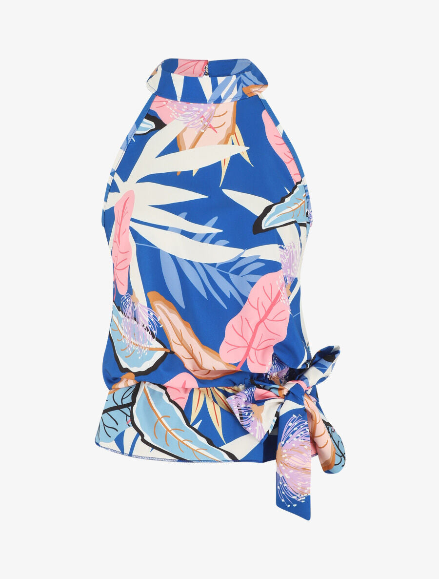 Top sans manches imprimé floral - Bleu roi - 4