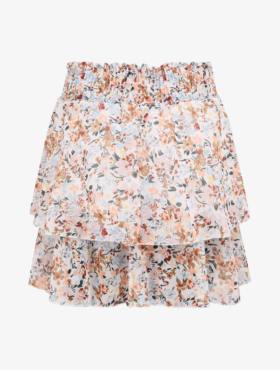 Mini-jupe patineuse à imprimé fleuri - Blanc - 2