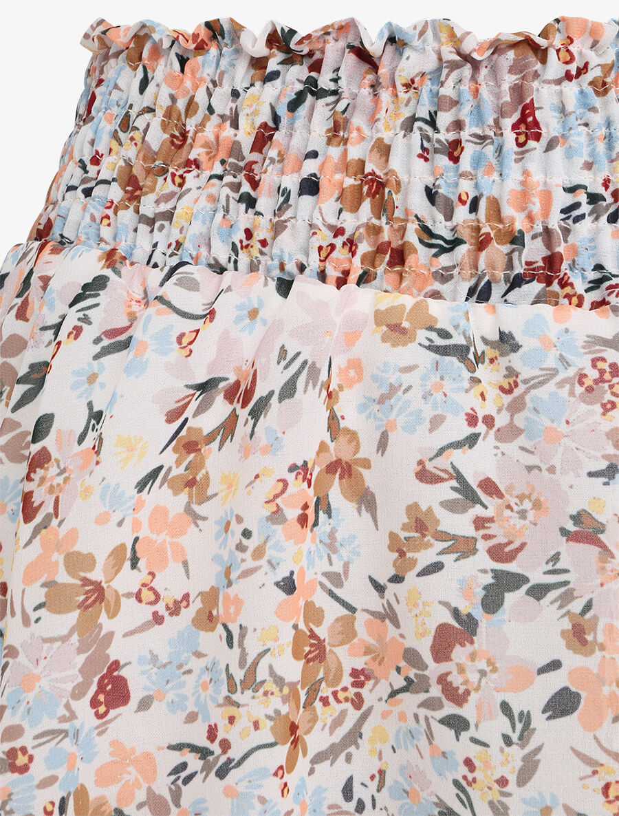 Mini-jupe patineuse à imprimé fleuri - Blanc - 3