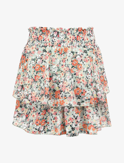 Mini-jupe patineuse à imprimé fleuri - Vert clair - 2