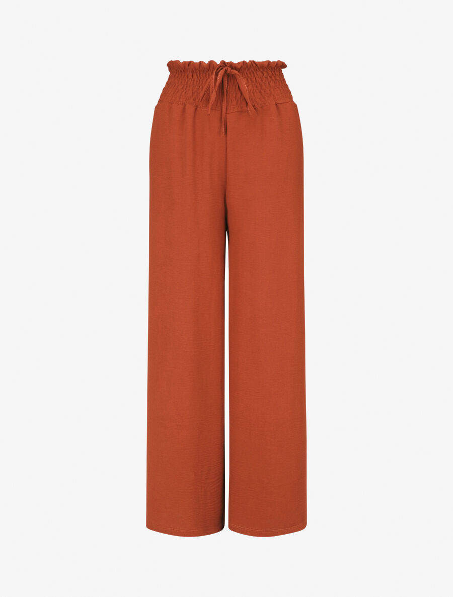 Pantalon ample à taille élastiquée - Rouge brique - 4