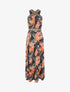 Robe longue imprimé tropical à larges bretelles croisées - Noir - 7