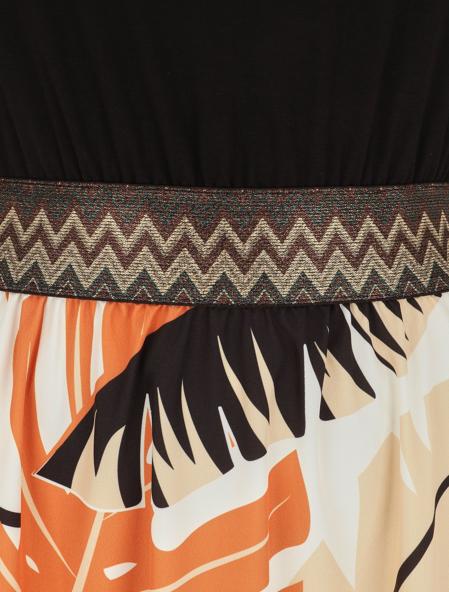 Robe longue à bretelles imprimé tropical - Noir - 3
