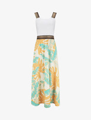 Robe longue à bretelles imprimé tropical - Vert d&