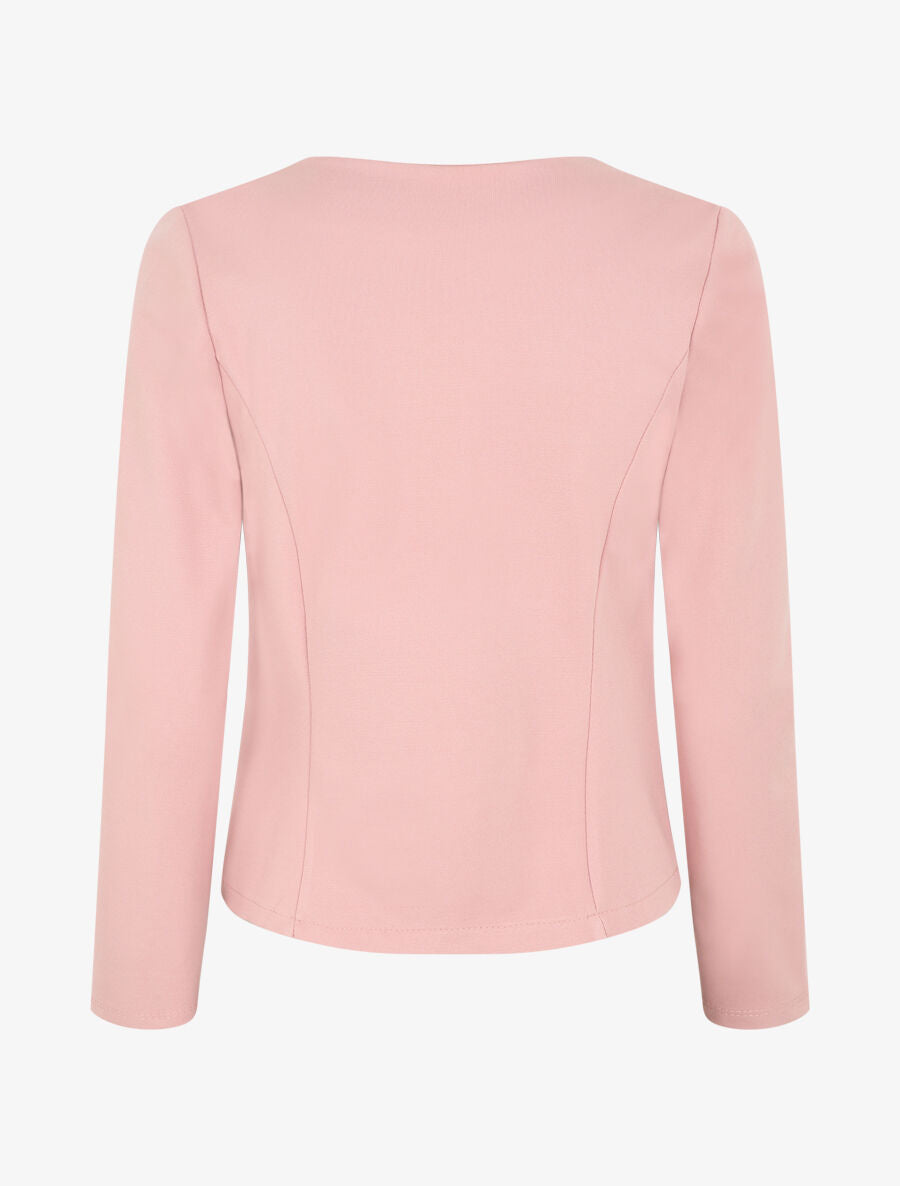Blazer uni à poches zippées - Rose - 2
