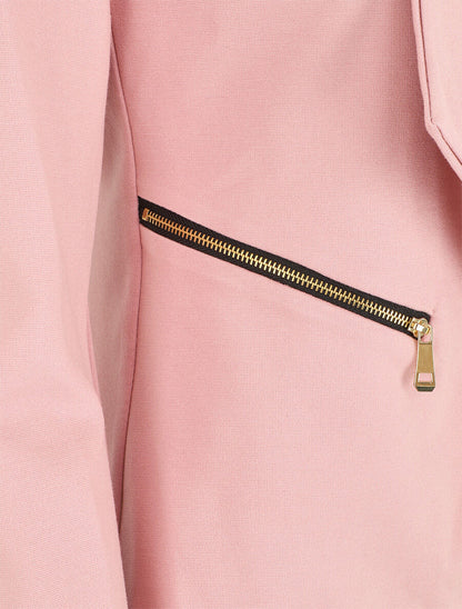 Blazer uni à poches zippées - Rose - 3