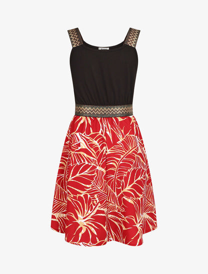 Robe courte tropicale bretelles fantaisies - Bordeaux - 2