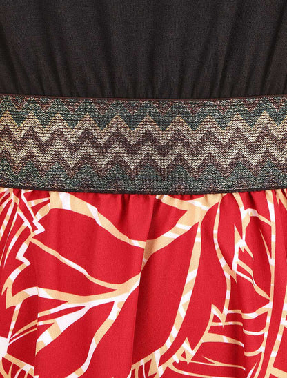 Robe courte tropicale bretelles fantaisies - Bordeaux - 3