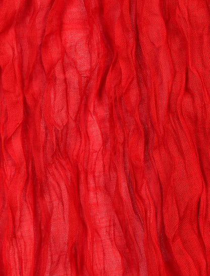 Foulard en coton effet froissé - Rouge - 3