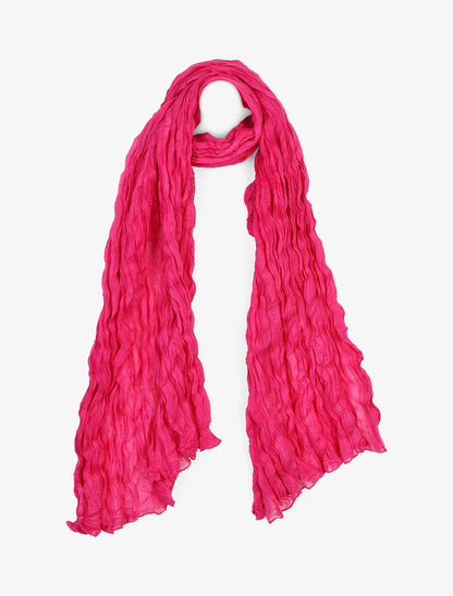 Foulard en coton effet froissé - Fushia - 4