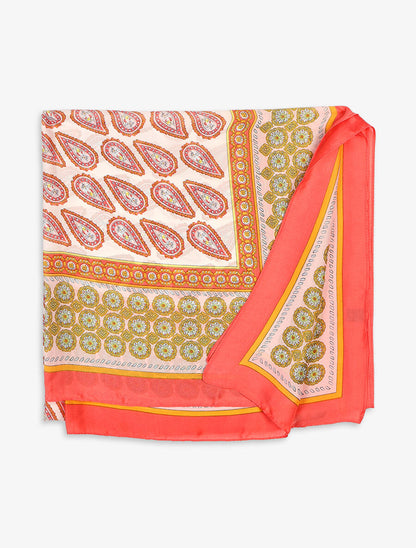 Foulard en soie mélangée imprimé cachemire - Rouge - 2