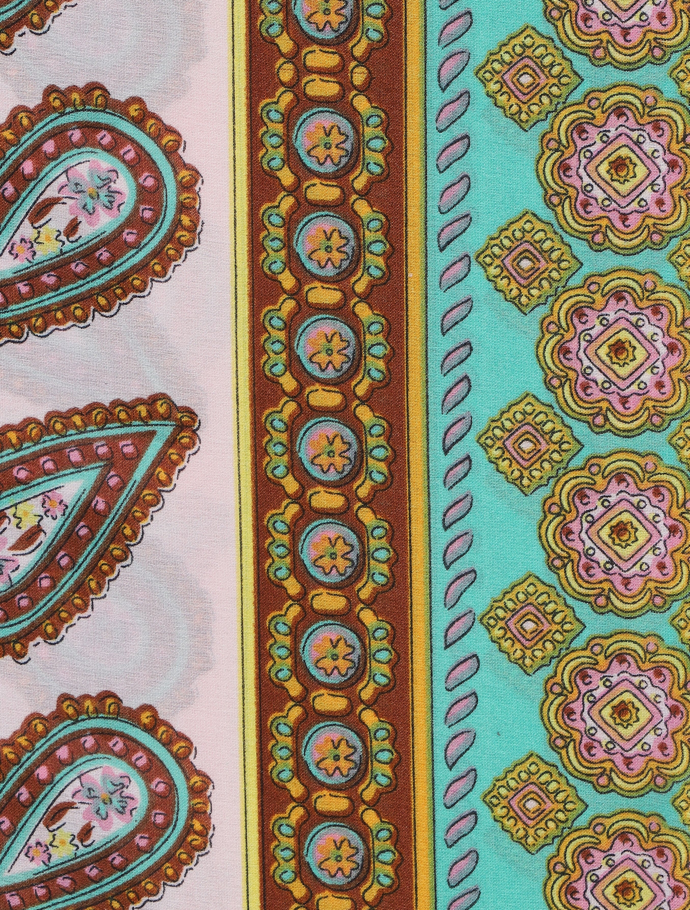 Foulard en soie mélangée imprimé cachemire - Marron - 3
