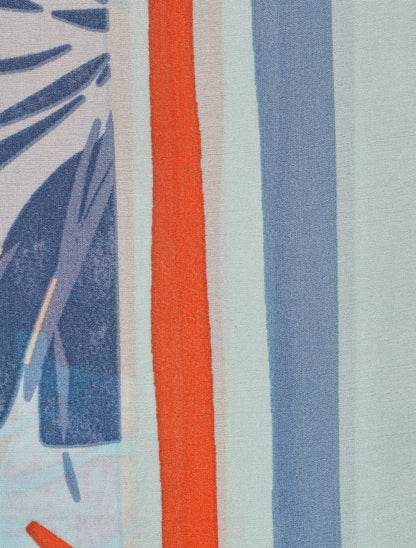 Foulard imprimé feuilles - Bleu ciel - 3