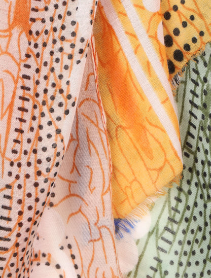 Foulard effiloché imprimé ethnique - Jaune - 3