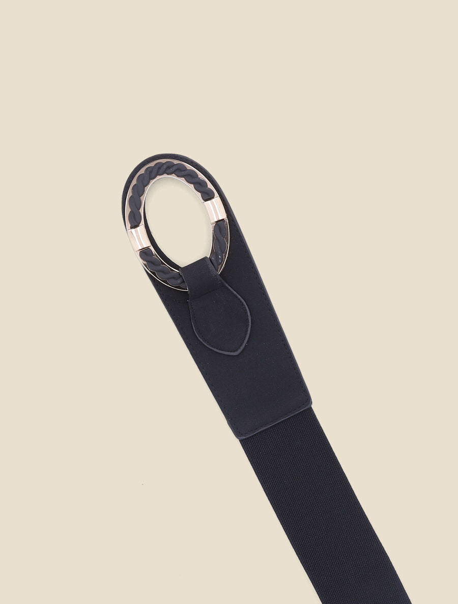 Ceinture bi-matière à boucle tressée - Noir - 2