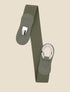 Ceinture bi-matière à boucle ornée de strass et de perles - Kaki - 1
