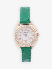 Montre effet croco à strass - Vert - 2