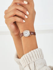 Montre effet croco à strass - Marron - 1