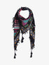 Foulard carré à imprimé aztèque et bords à pompons - Marine - 4