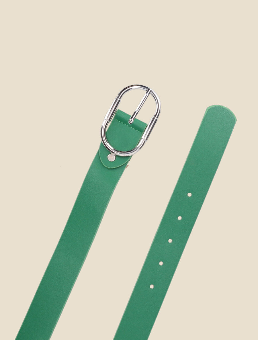 Ceinture en simili à boucle ovale - Vert - 2