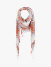 Foulard à imprimé à carreaux et bords à franges - Bleu clair - 4