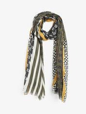 Foulard effiloché à imprimé graphique - Jaune moutarde - 4