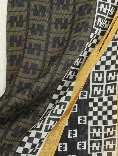 Foulard effiloché à imprimé graphique - Jaune moutarde - 3