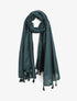 Foulard à imprimé ethnique et pampilles - Bleu canard - 1