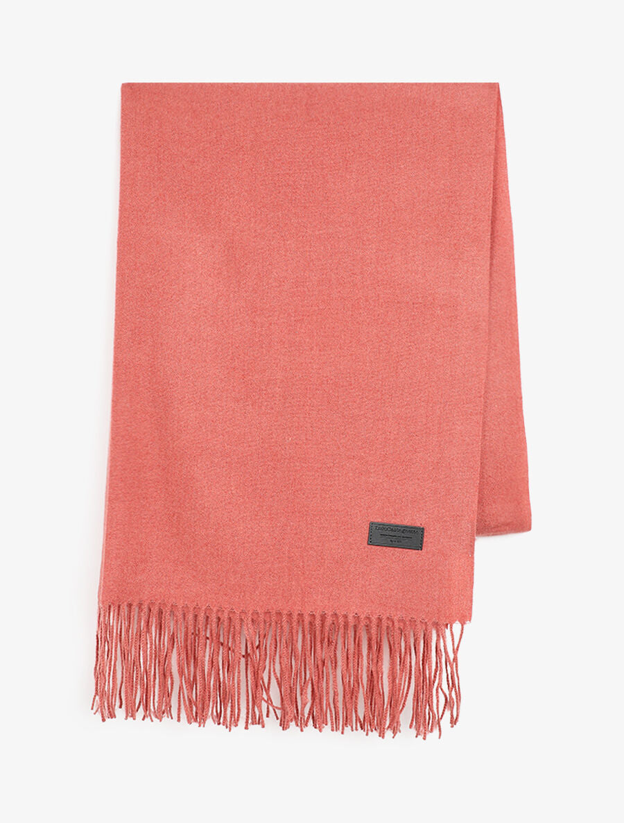 Echarpe en laine mélangée à bords frangés - Vieux rose - 2