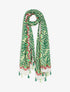 Foulard à pompons imprimé feuilles stylisées - Vert - 4