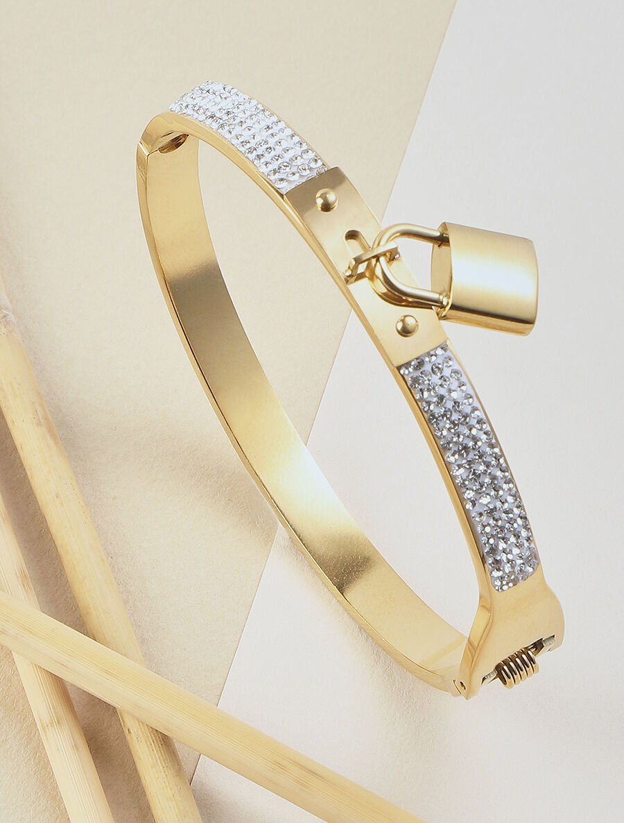 Jonc à strass et cadenas - Or - 1