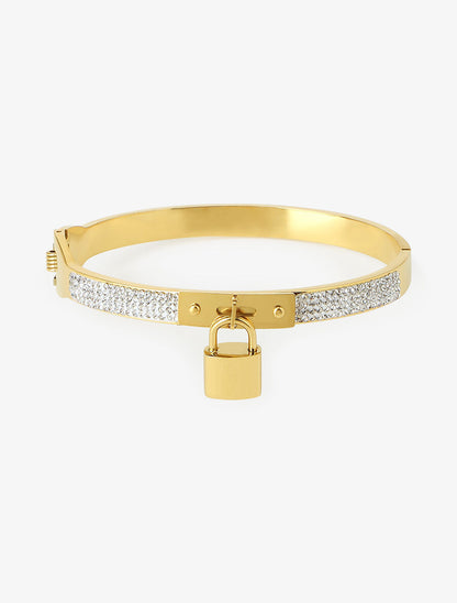 Jonc à strass et cadenas - Or - 2