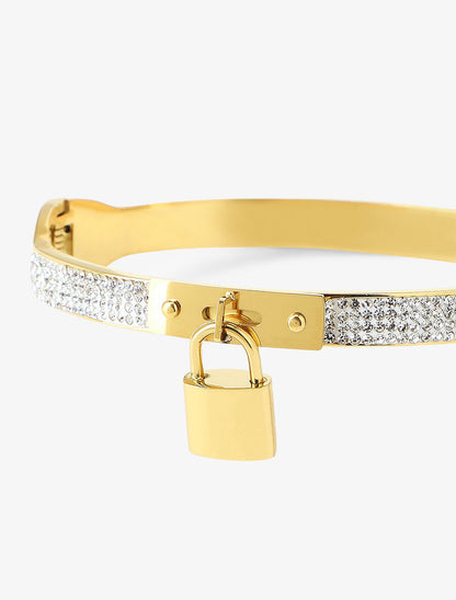 Jonc à strass et cadenas - Or - 3