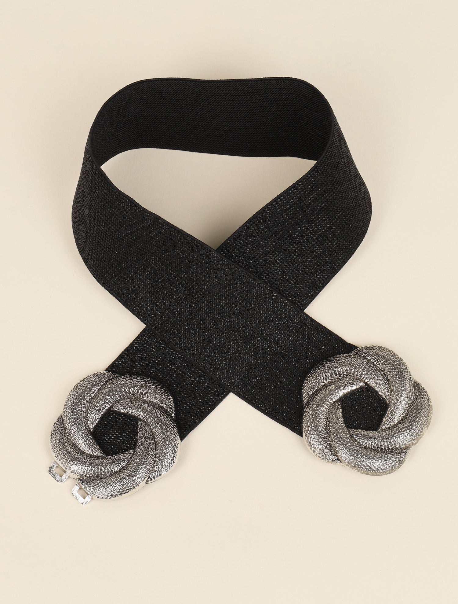 Ceinture irisée à boucles arrondies style fleur - Noir - 1