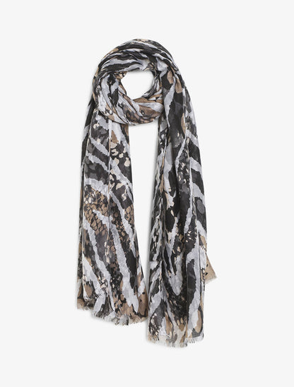 Foulard à imprimé abstrait - Noir - 1