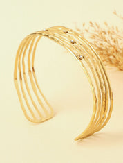 Jonc ouvert mutiples rangs ornés de strass - Or - 1