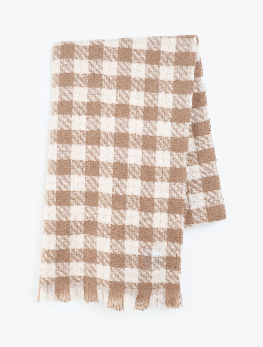 Echarpe à carreaux irisée - Beige - 2