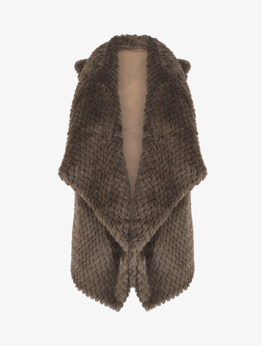 Veste sans manches en fausse fourrure - Café - 4