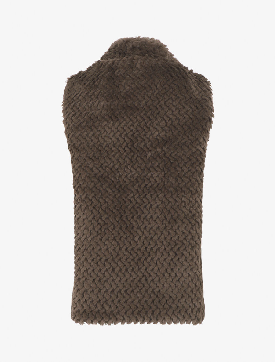 Veste sans manches en fausse fourrure - Café - 2