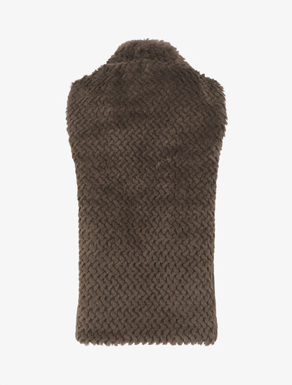 Veste sans manches en fausse fourrure - Café - 2